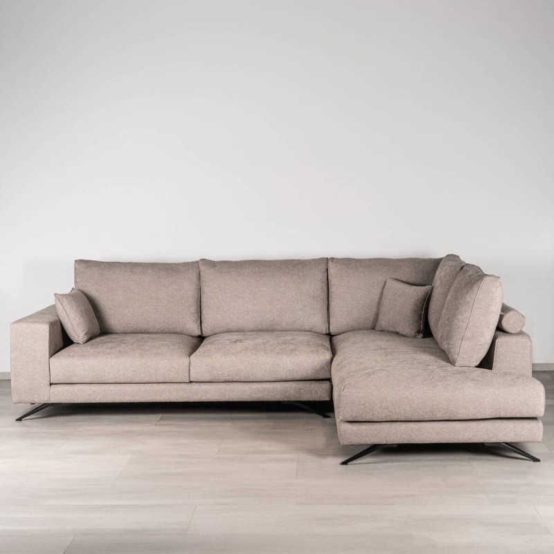 Mercury Right-Hand Chaise Longue Sofa in Stone Beige Fabric 310 cm