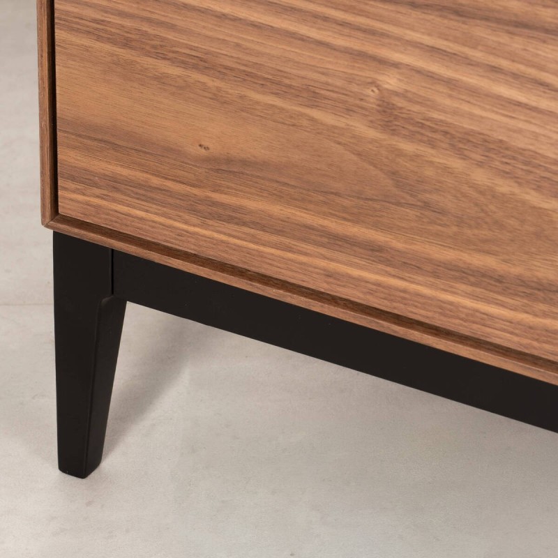 Aparador Atuel madera nogal con puertas abatibles y patas de metal negro 180 cm