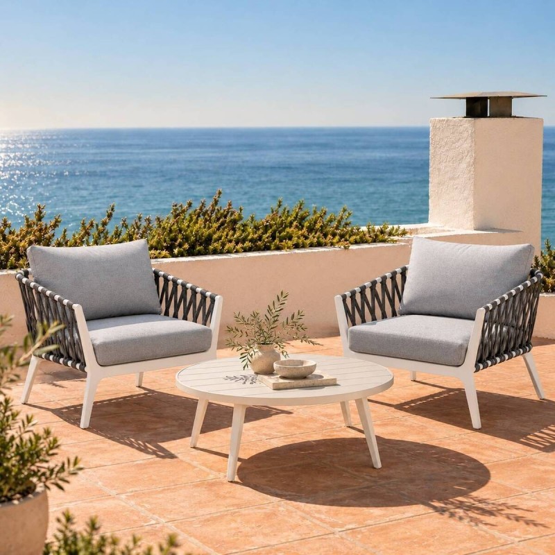 Sillón exterior virgo aluminio - cuerda gris 85x82x73cm