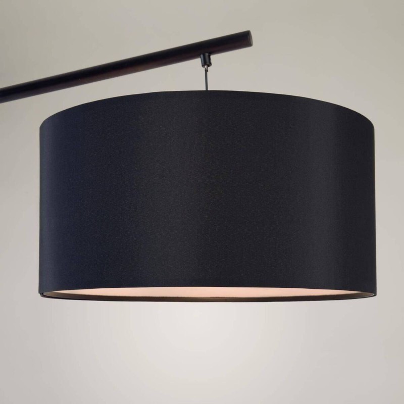 Lámpara de pie ciana de metal con acabado negro y pantalla de algodón 221,5 cm