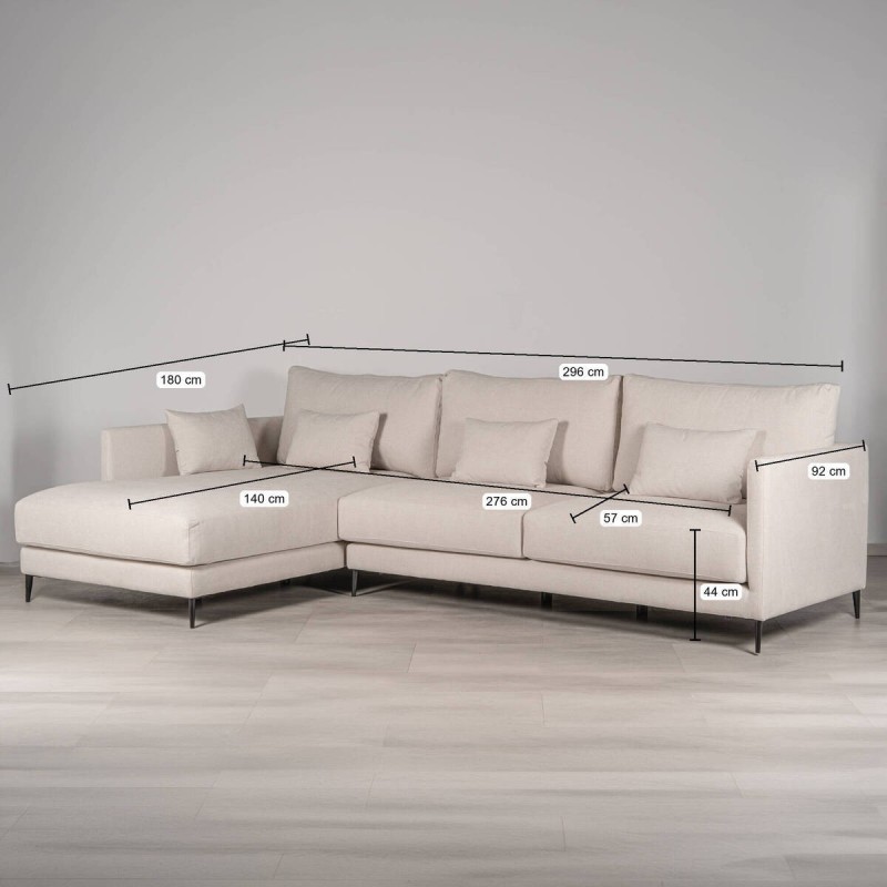 Sofá con Chaise Longue Funny Beige Claro | Muebles Benítez