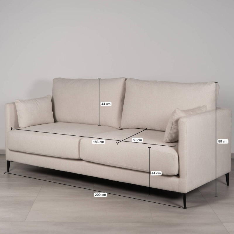 Sofá 3 Plazas Funny Beige Claro | Muebles Benítez