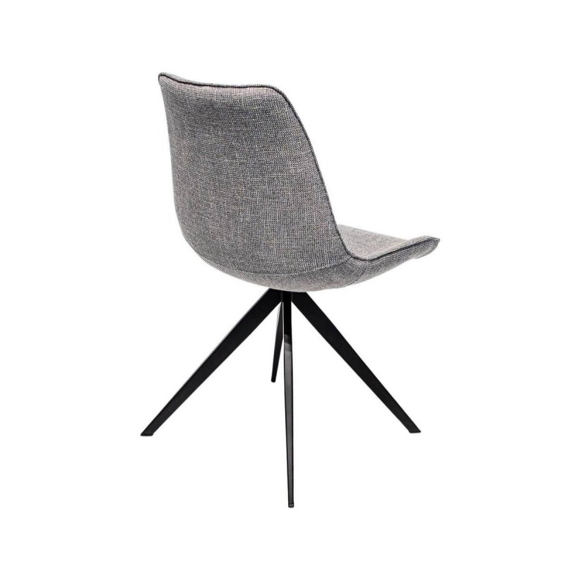 Silla de comedor tela gris - acero acabado negro 50x53x88cm