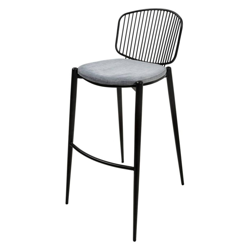 Taburete alto metal asiento gris 43x50x103cm