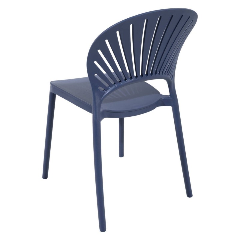 Silla azul de polipropileno con respaldo calado | Muebles Benítez