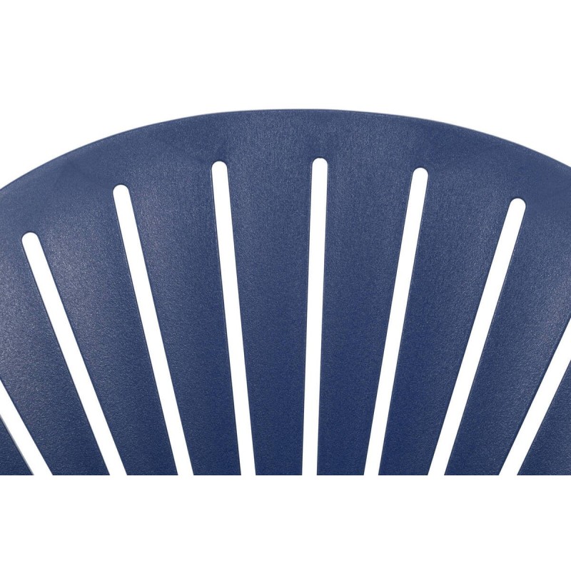 Silla azul de polipropileno con respaldo calado | Muebles Benítez