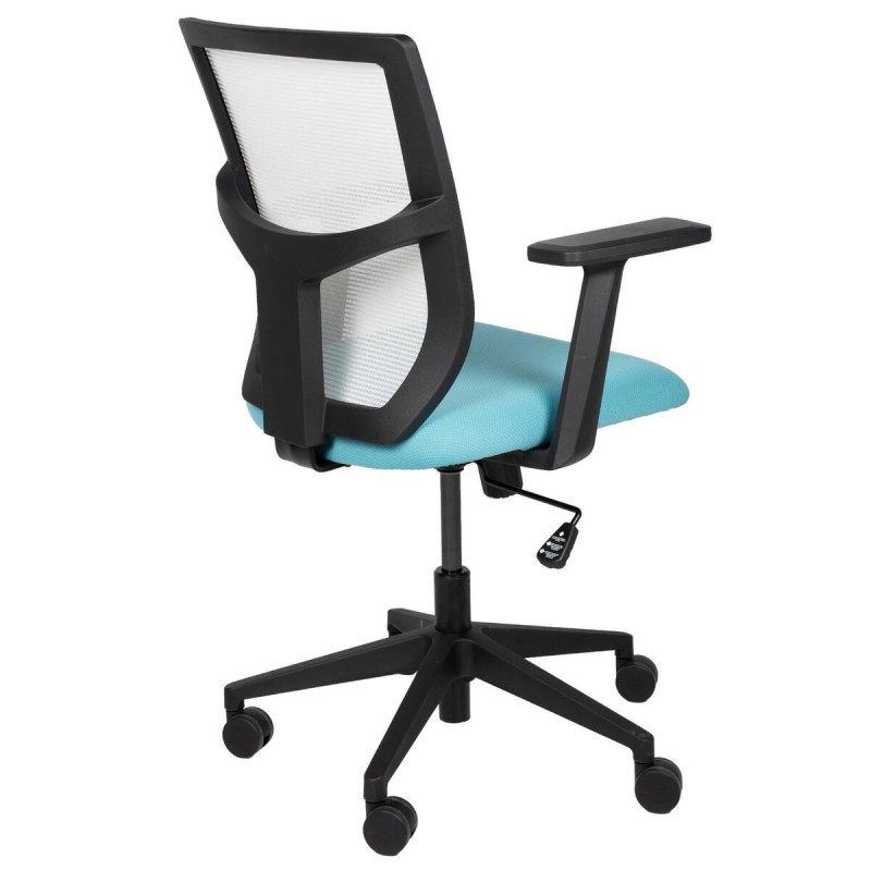 Silla oficina estructura nylon negro asiento azul respaldo blanco 63x55x101cm