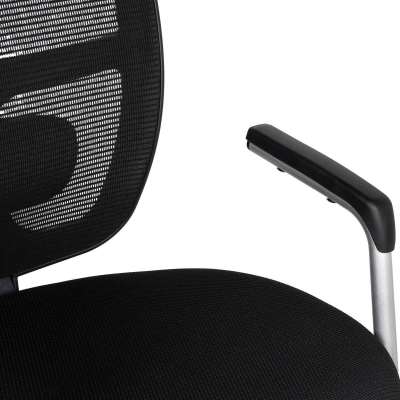 Silla confidente textil negro y aluminio gris 57x63x96cm