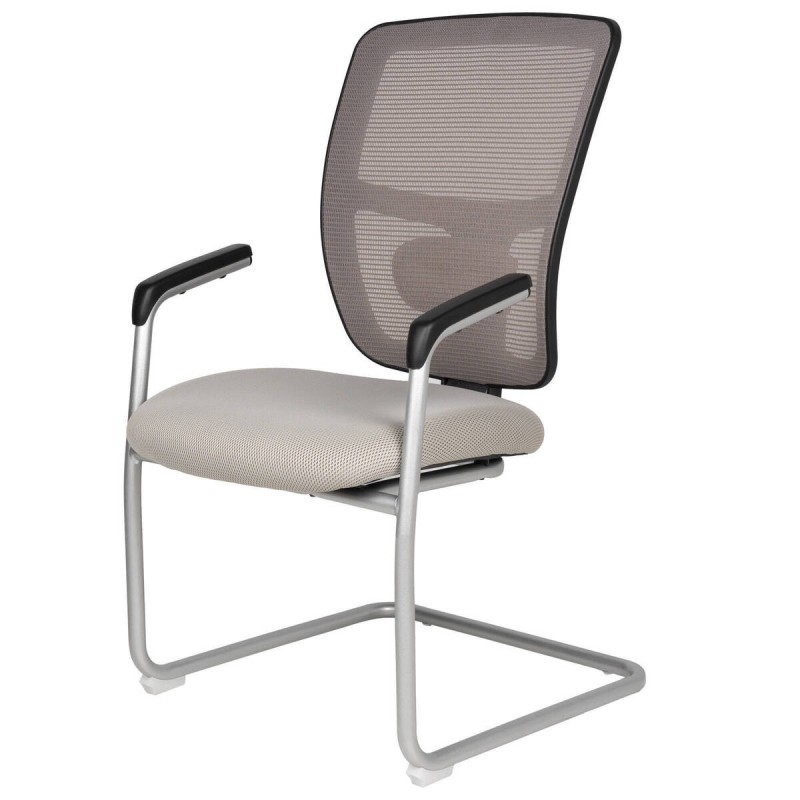 Silla confidente textil gris y aluminio 57x63x96cm