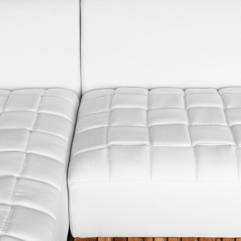 Sofá modular exterior en teca blanco en L | Muebles Benítez