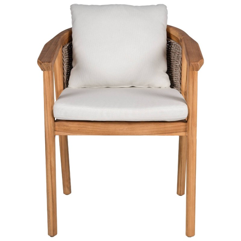 Silla de madera maciza de teca y ratán sintético 61x61x77cm