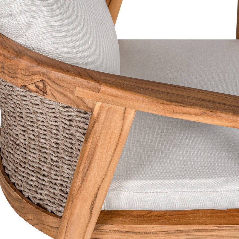 Silla de madera maciza de teca y ratán sintético 61x61x77cm