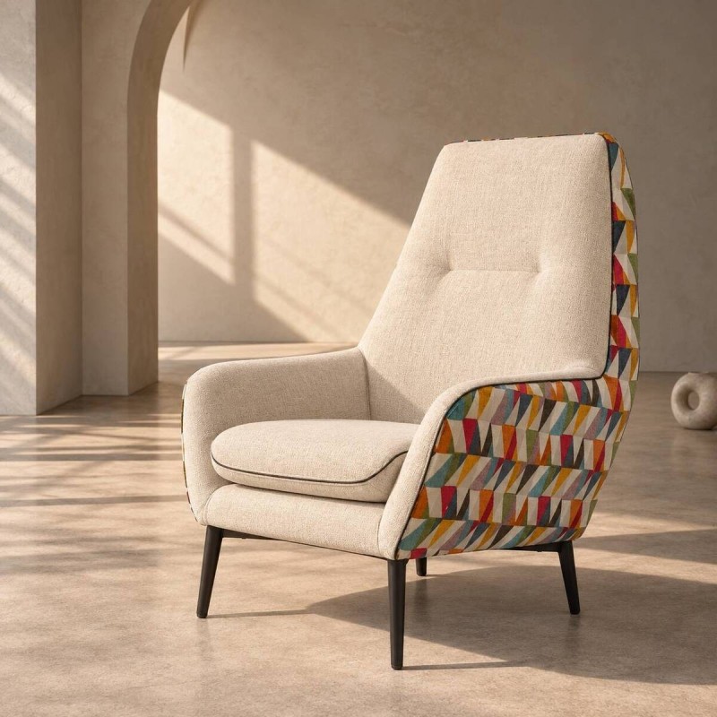 Sillón Catania Crema y Geométrico Multicolor | Muebles Benítez