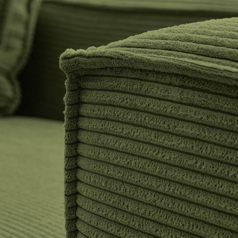 Sofá Blok 3 plazas chaise longue en pana verde 240 cm | FSC y OEKO-TEX