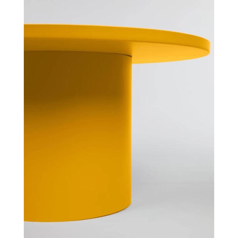 Mesa de centro rendonda fleksa de metal mostaza