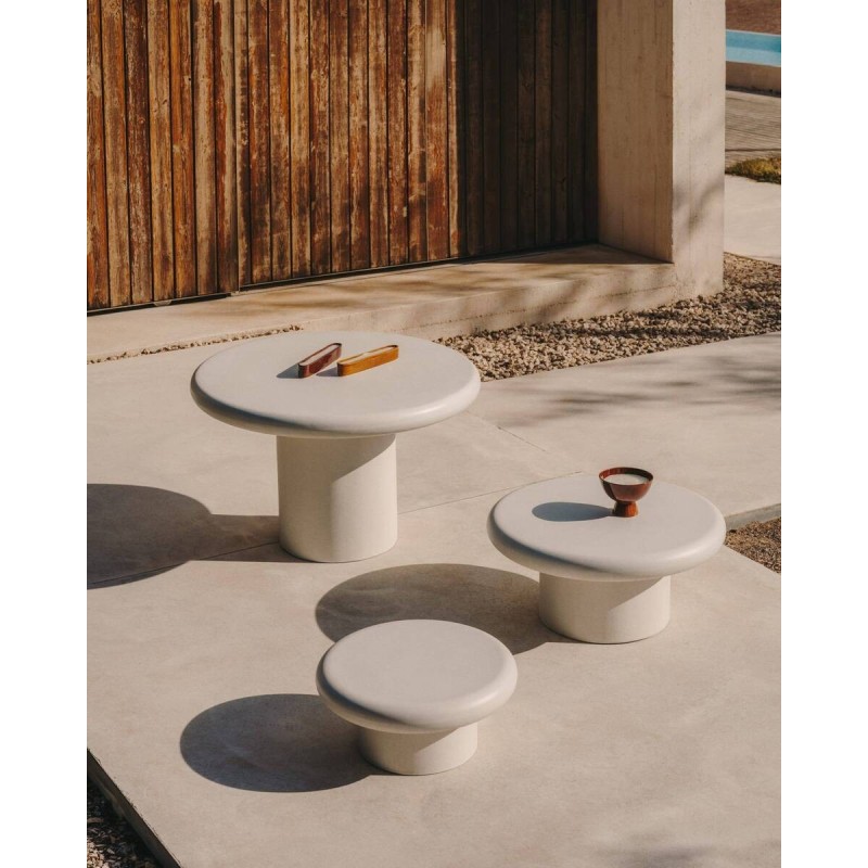 Mesa redonda Addaia de cemento blanco Ø120 cm