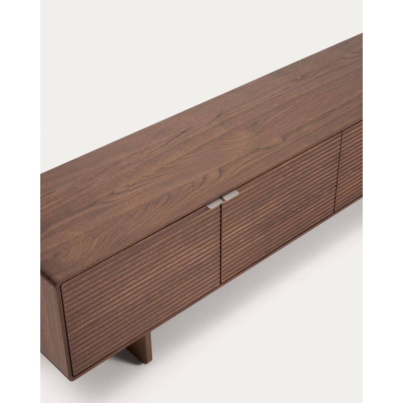 Aparador Norlen de nogal con 4 puertas y estantes 200x40x46 cm