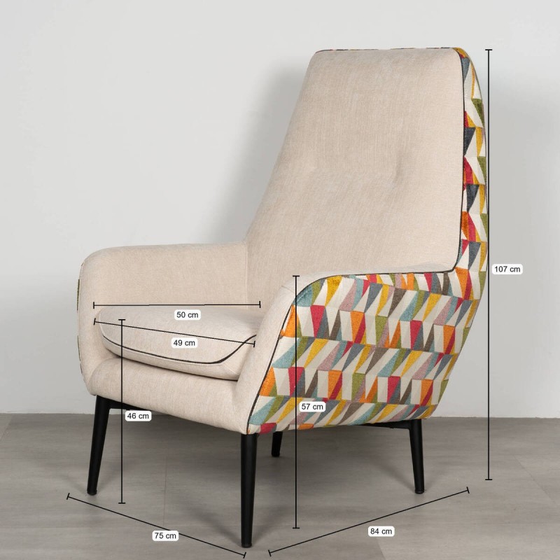 Sillón Catania Crema y Geométrico Multicolor | Muebles Benítez