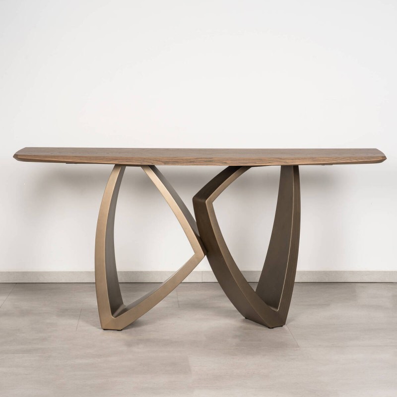 Ezaro Elm and Gold Metal Console Table | Muebles Benítez