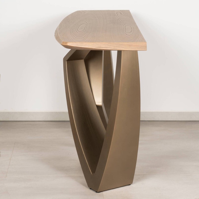 Ezaro Elm and Gold Metal Console Table | Muebles Benítez