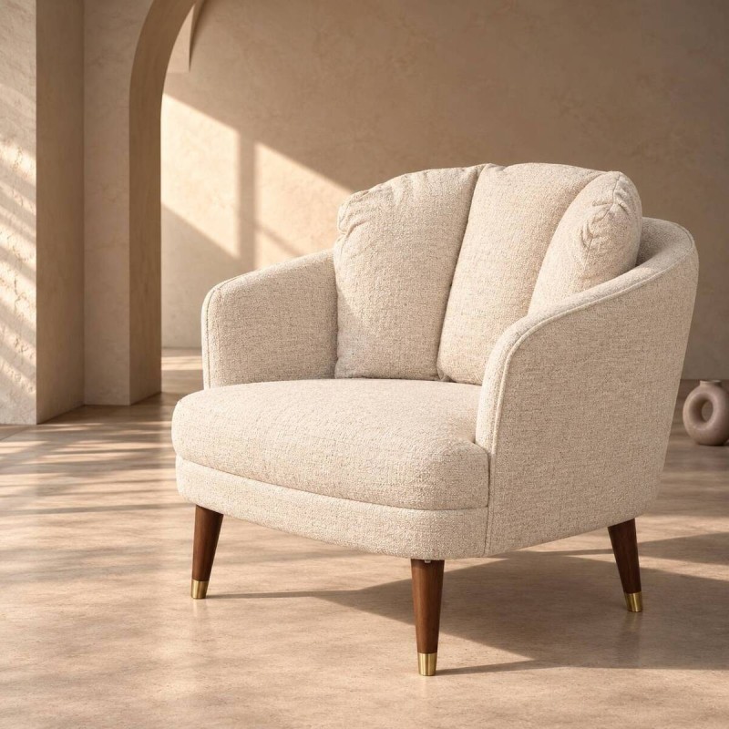 Sillón Ceres beige con patas de madera | Muebles Benítez