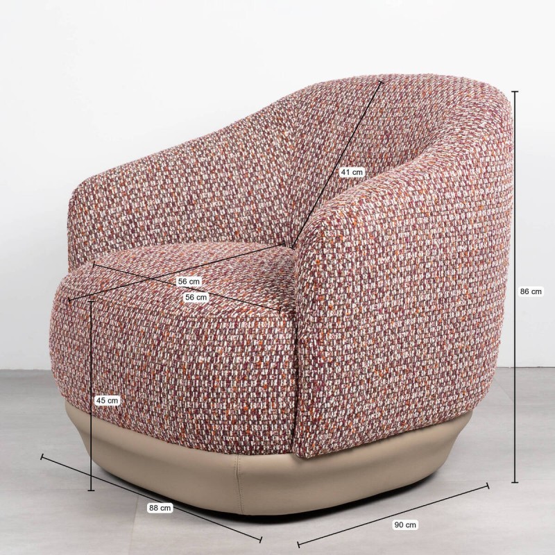 Sillón Giratorio Namib en bouclé granate| Muebles Benítez