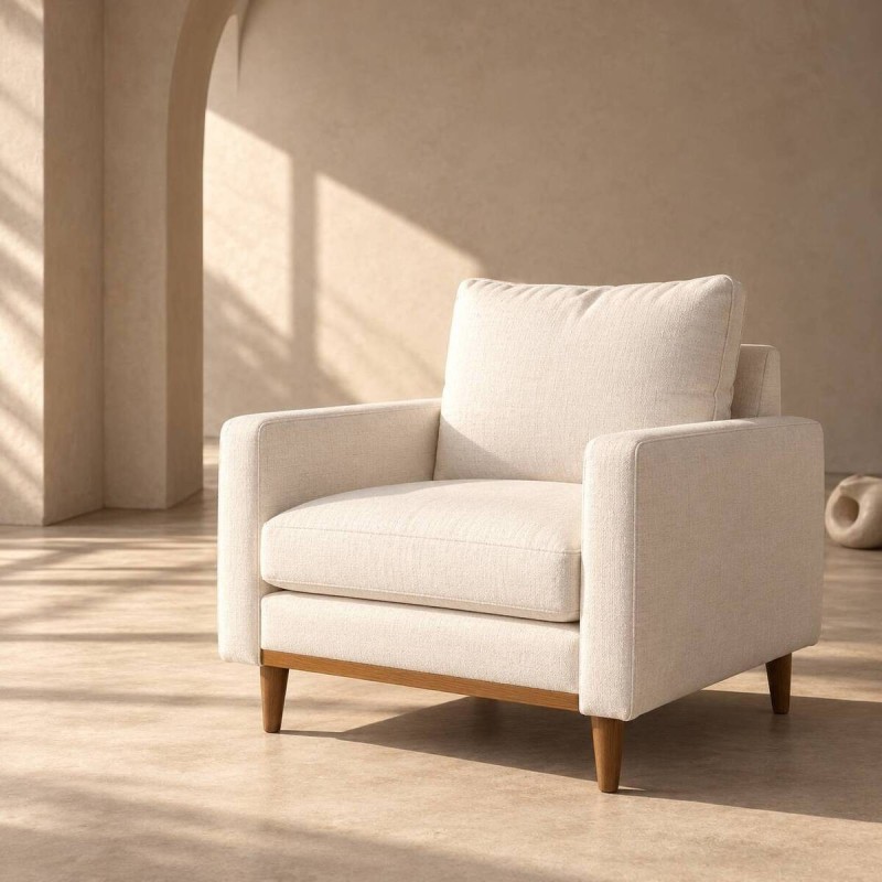 Sillón Zante Tapizado Tejido Blanco Roto | Muebles Benítez