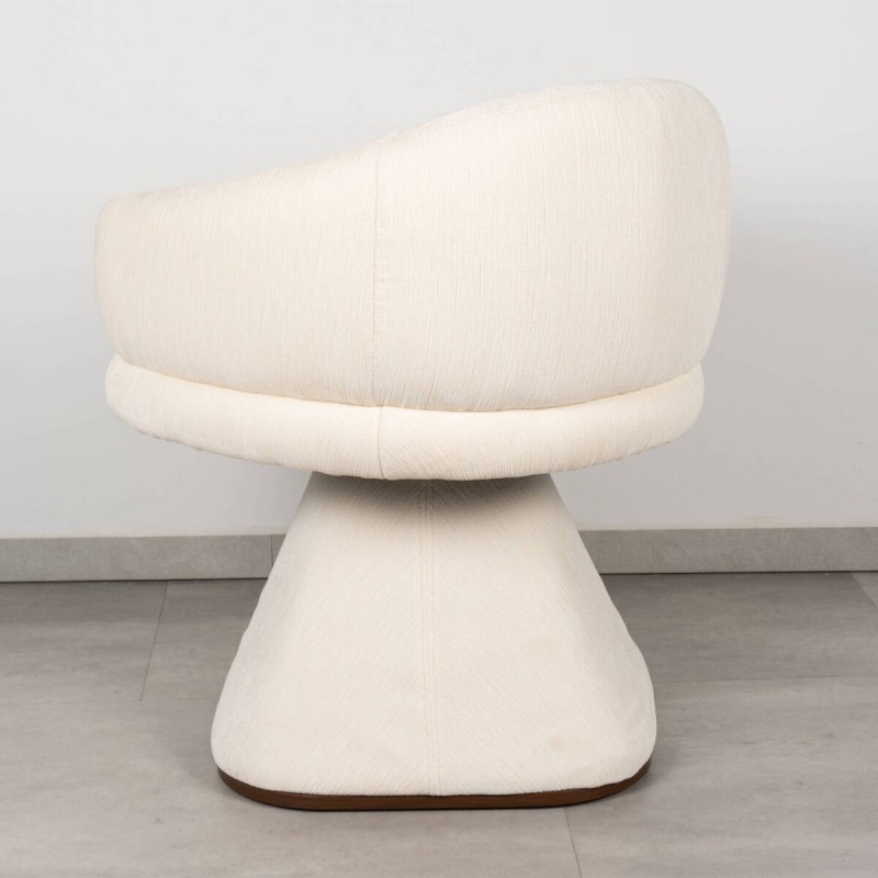 Sillón Doncel | Tejido Crema y Base Nogal | Muebles a Benítez