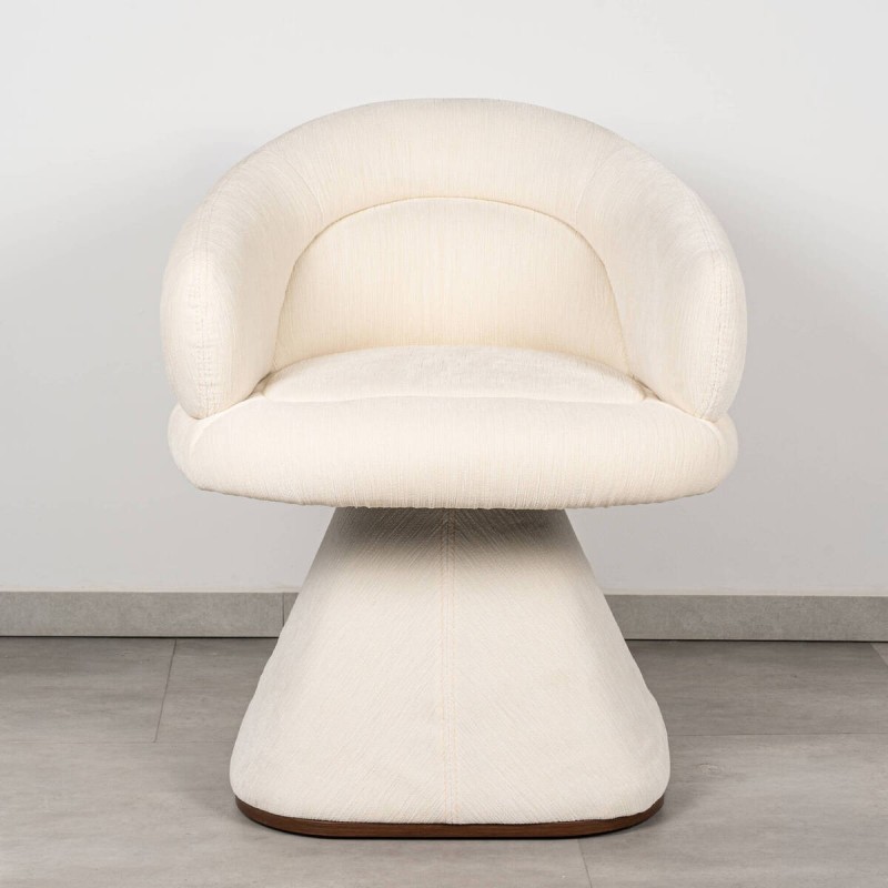 Sillón Doncel | Tejido Crema y Base Nogal | Muebles a Benítez