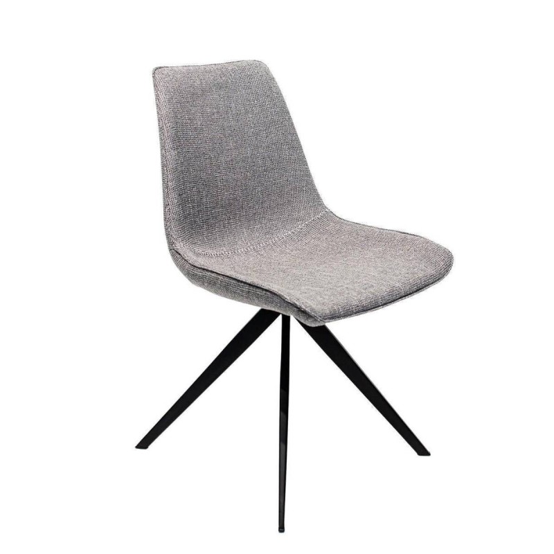 Silla de comedor tela gris - acero acabado negro 50x53x88cm