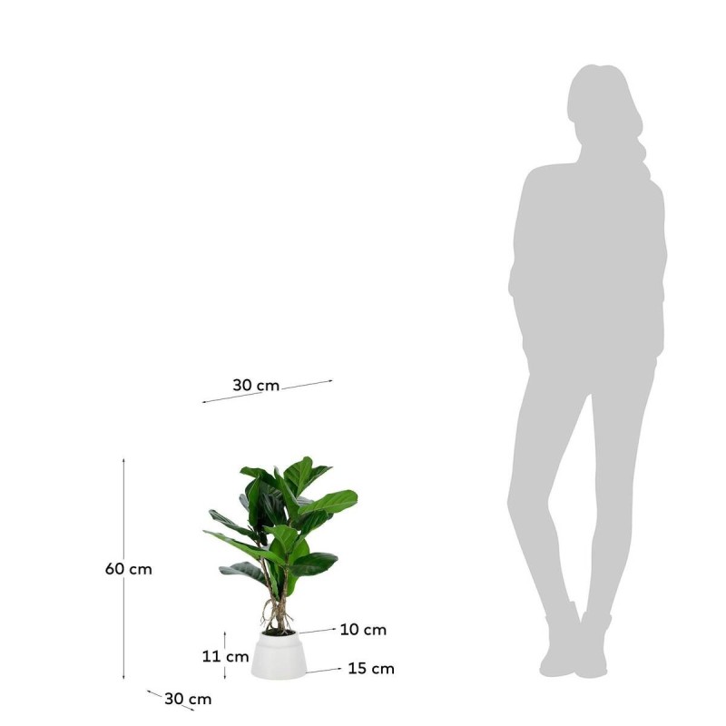 Planta artificial decorativa 60 cm. Verde y blanca