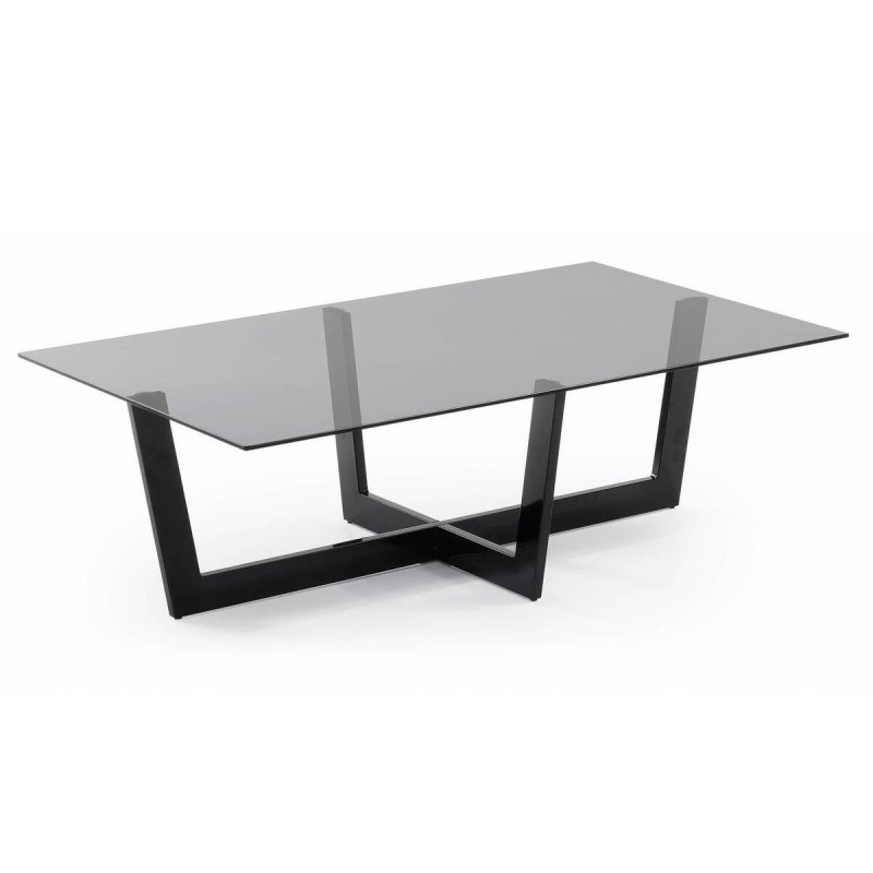 Mesa de centro Plam de cristal y acero negro 120 x 70 cm