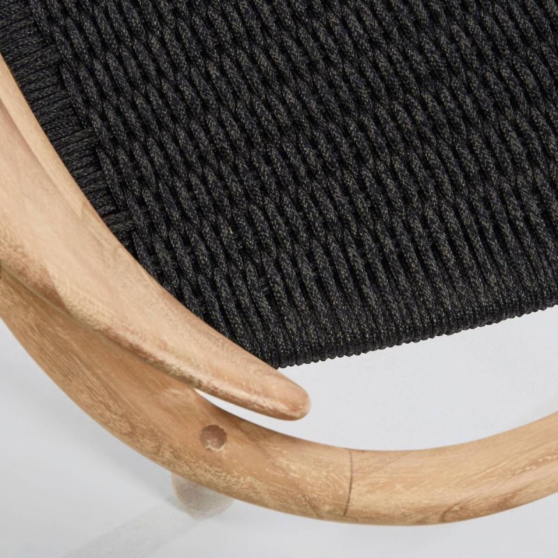 Silla nina de madera maciza acacia y cuerda negro 50x56x78cm