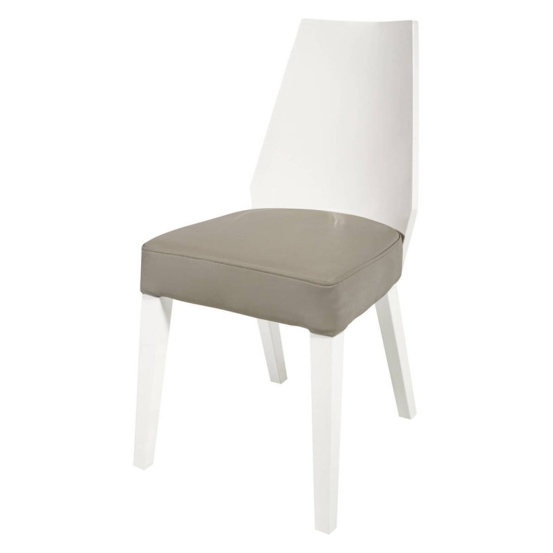 Silla respaldo blanco asiento tapizado taupe
