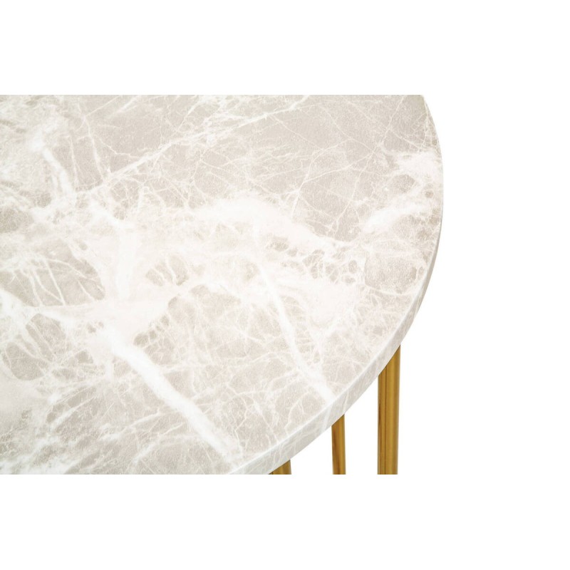 Mesa rincon estructura dorada tapa piedra blanco 46x54.5cm