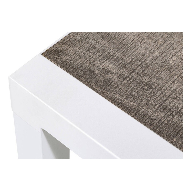 Mesa de centro de exterior aluminio blanco tapa cerámica 120x70x34cm