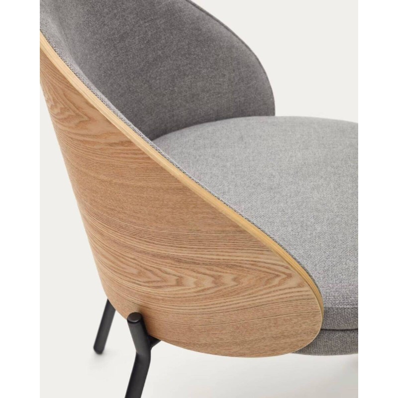 Silla eamy gris claro chapado en fresno acabado natural 75x55x53cm