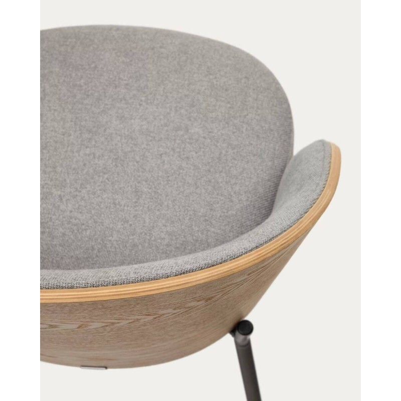 Silla eamy gris claro chapado en fresno acabado natural 75x55x53cm