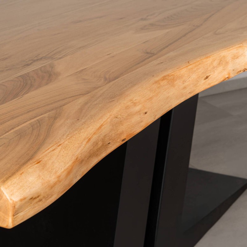 Mesa de comedor Quercus de acacia con canto orgánico 200x100 cm | Muebles Benítez