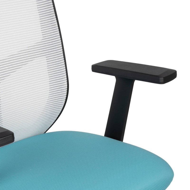 Silla oficina estructura nylon negro asiento azul respaldo blanco 63x55x101cm