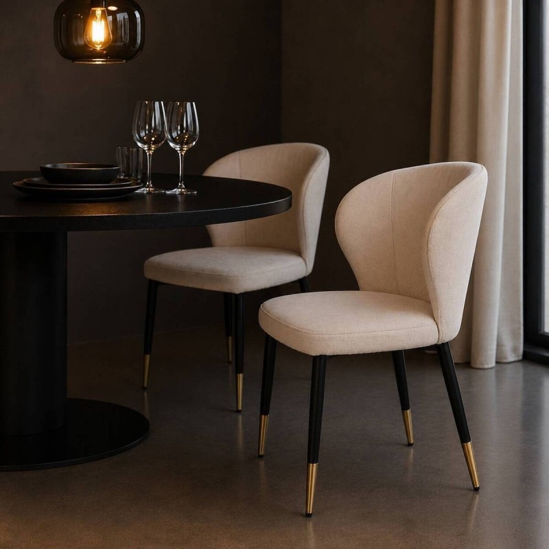 Silla comedor aurum crudo - patas metal negro con detalle en oro 52x58x77cm