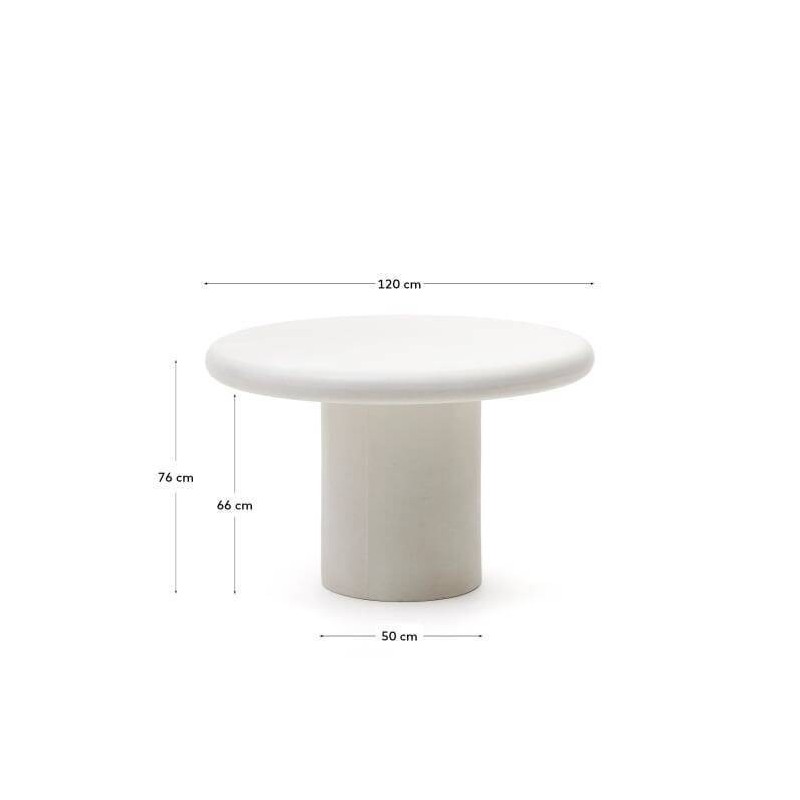Mesa redonda Addaia de cemento blanco Ø120 cm