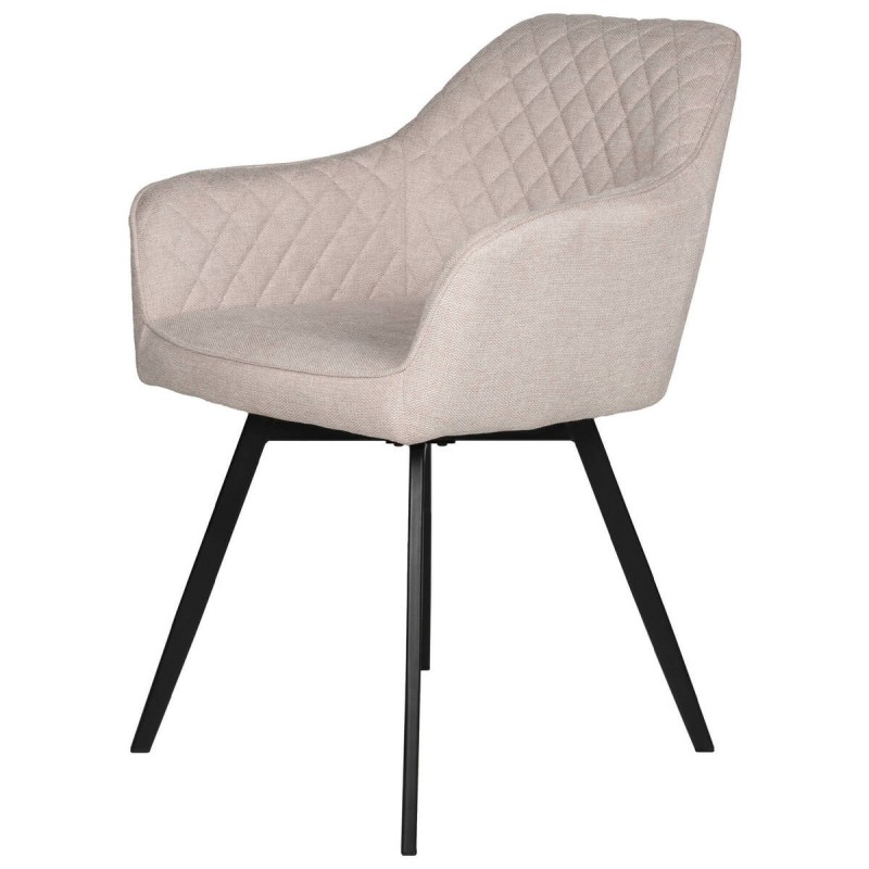 Silla giratoria mirana beige con patas de hierro negro 58x66x84cm