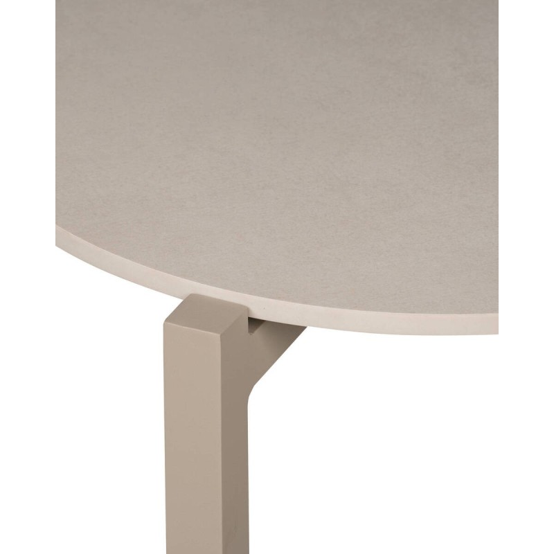 Mesa de rincón de terraza tessa de aluminio y tapa de cerámica crema 54x45cm