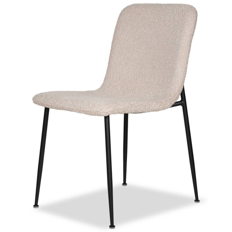 Silla siroco de borreguito beige y patas de metal negro 43x55x82cm