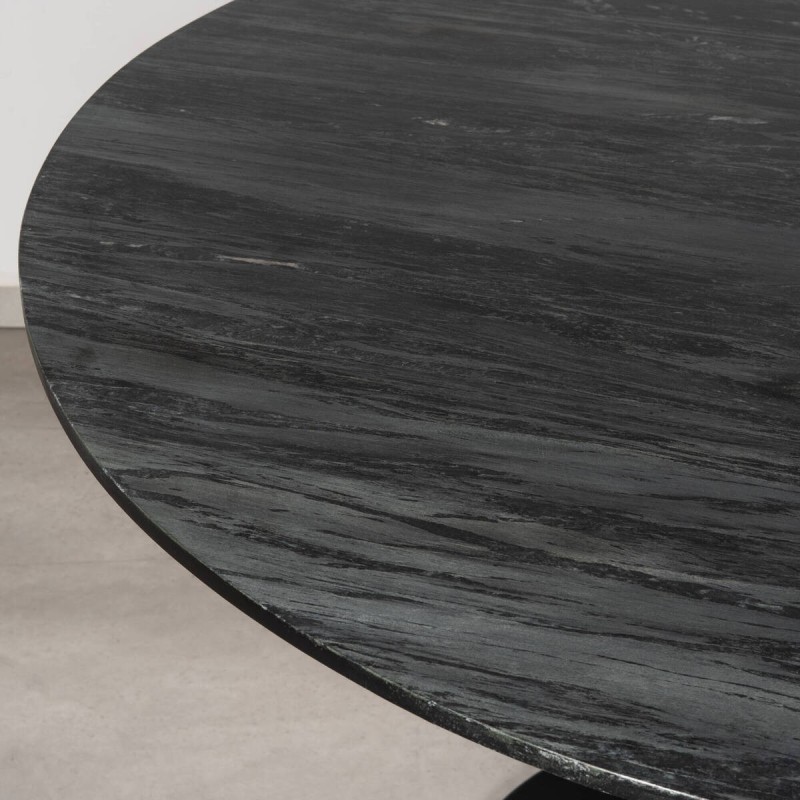 Mesa de comedor Altea de mármol negro con base tulipa de hierro 120 cm | Muebles Benítez