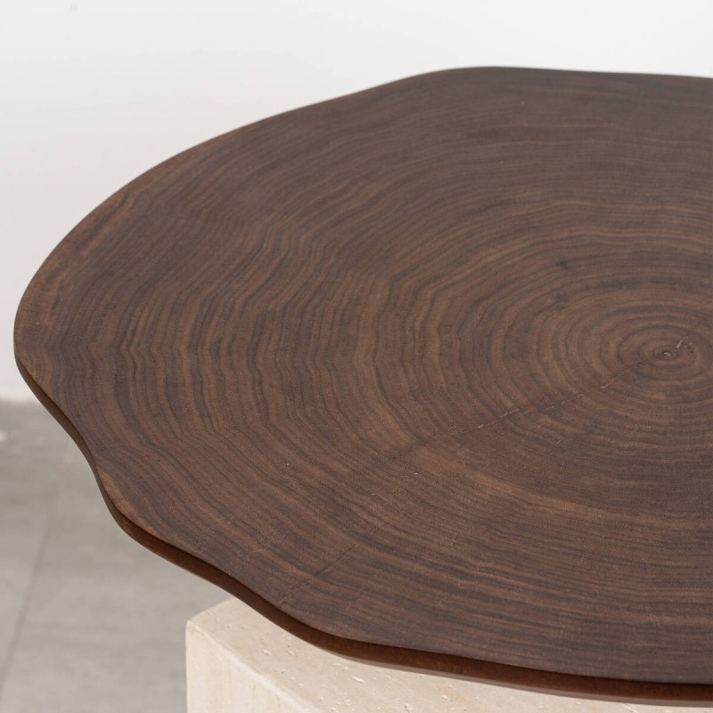 Mesa auxiliar bran de microcemento y nogal 50x54cm
