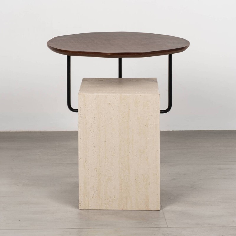 Mesa auxiliar bran de microcemento y nogal 50x54cm