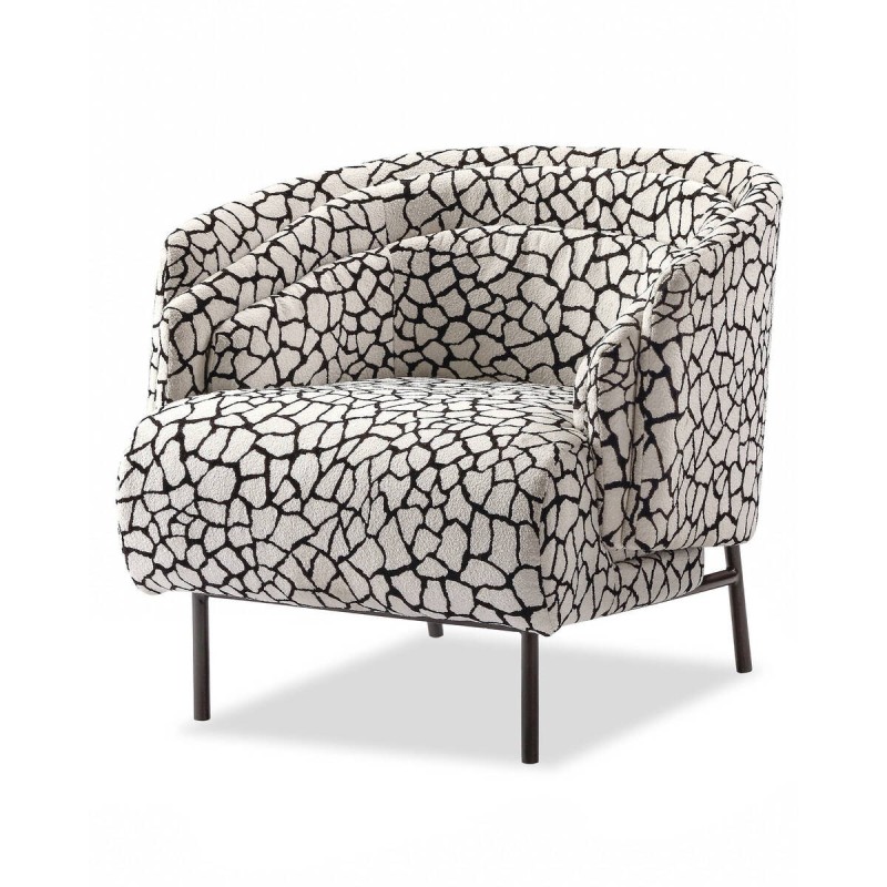 Sillón Savanna estampado blanco y negro con patas metálicas – 78x79x72 cm