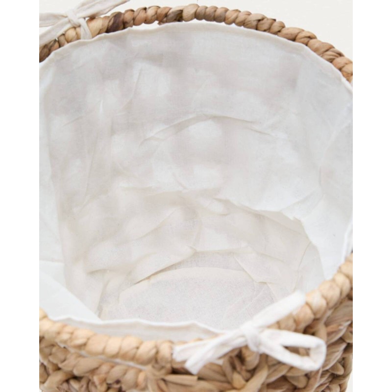 Set de 2 cestos de jacinto de agua natural con asas, Dena